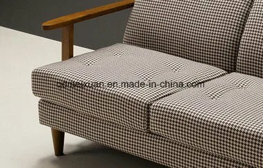 Double Nordic Country Real Wood Japanese Sitting Room Cafe Three Bedroom Cloth Art Sofa (M-X3336)