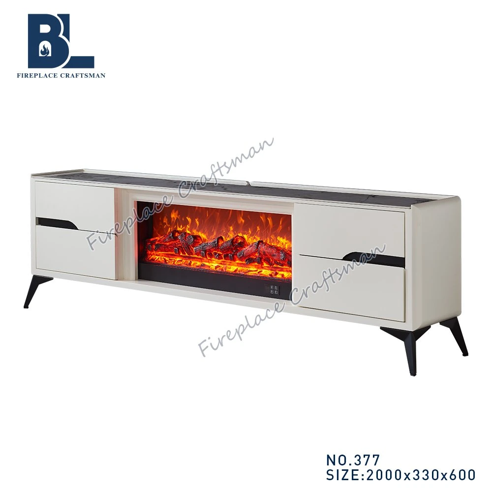 Home Furniture Freestanding Pellet Stove Insert Electric Fireplace Mantel Marble Living Room Decor Cabinet TV Stand with Smooth Guide and Stainless Steel Base