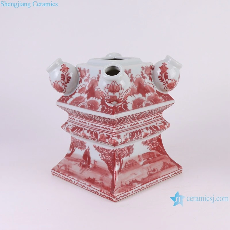 Rzsi44-C New Beautiful Floral Pattern Tulip Ceramic Pagoda for Side Table Decoration