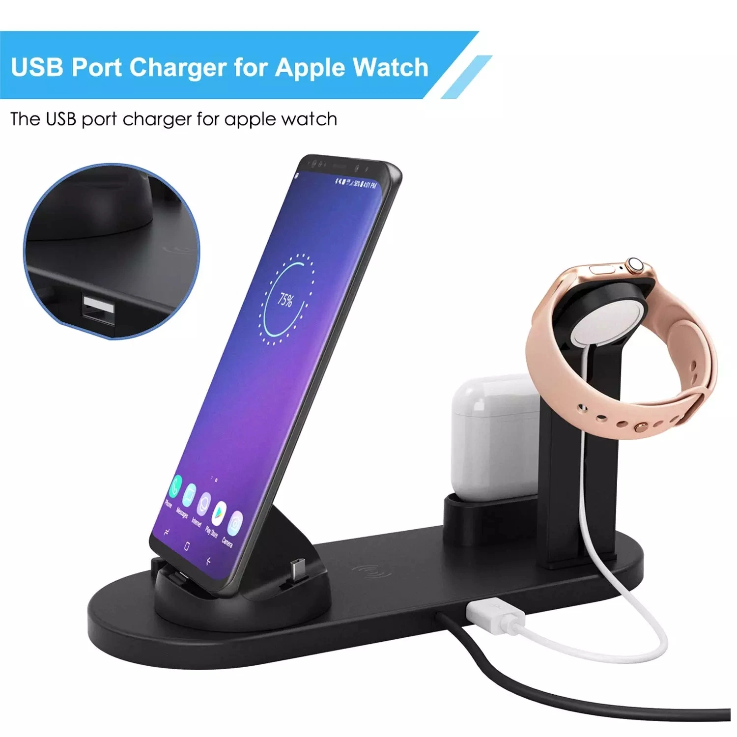 Nuevo diseño del cargador rápido de Qi Wireless 4 en 1 Soporte de carga inalámbrica dock station para Apple Ver 11 PRO MAX