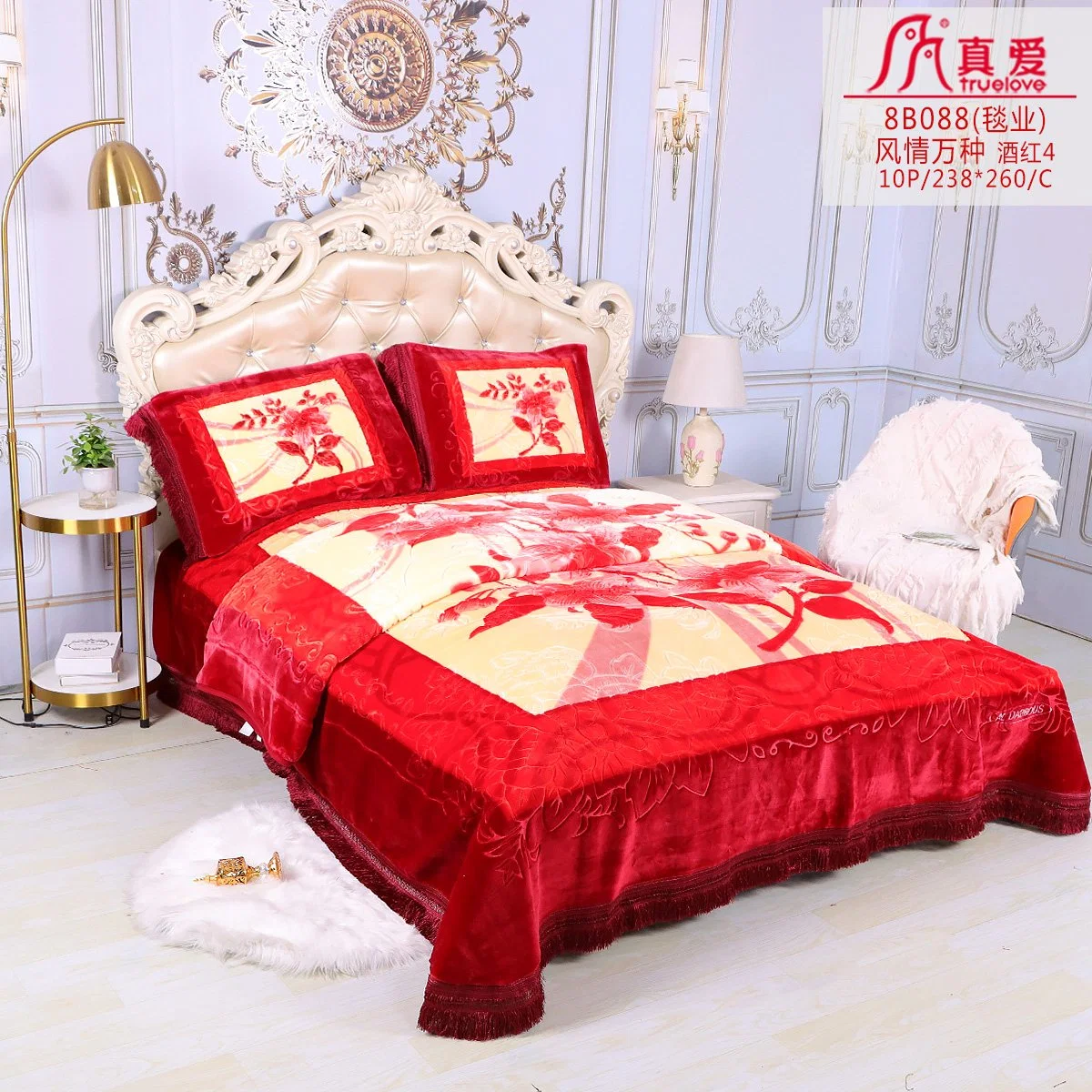 China Bedding Set Manufacturer Minky Cloudy Raschel Super Soft Fur Bedding Set Blanket Sheet Bedsheet Polyester Bedding Set Cheap Price 1ply 2ply 220*240cm