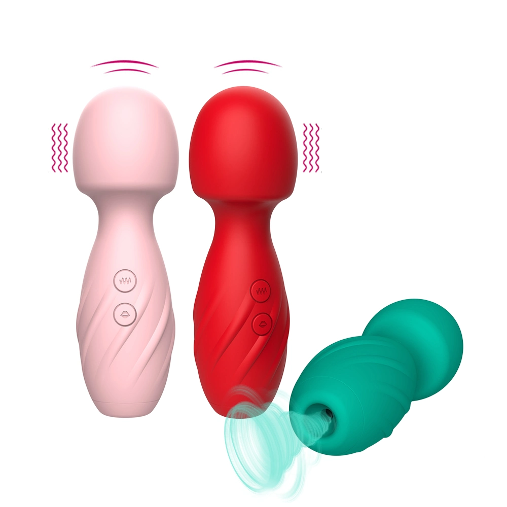 Nuevo diseño Mini 2 en 1 chupando Wand Massager Vibrator Mute Vibradores AV portátiles potentes y resistentes MasPager