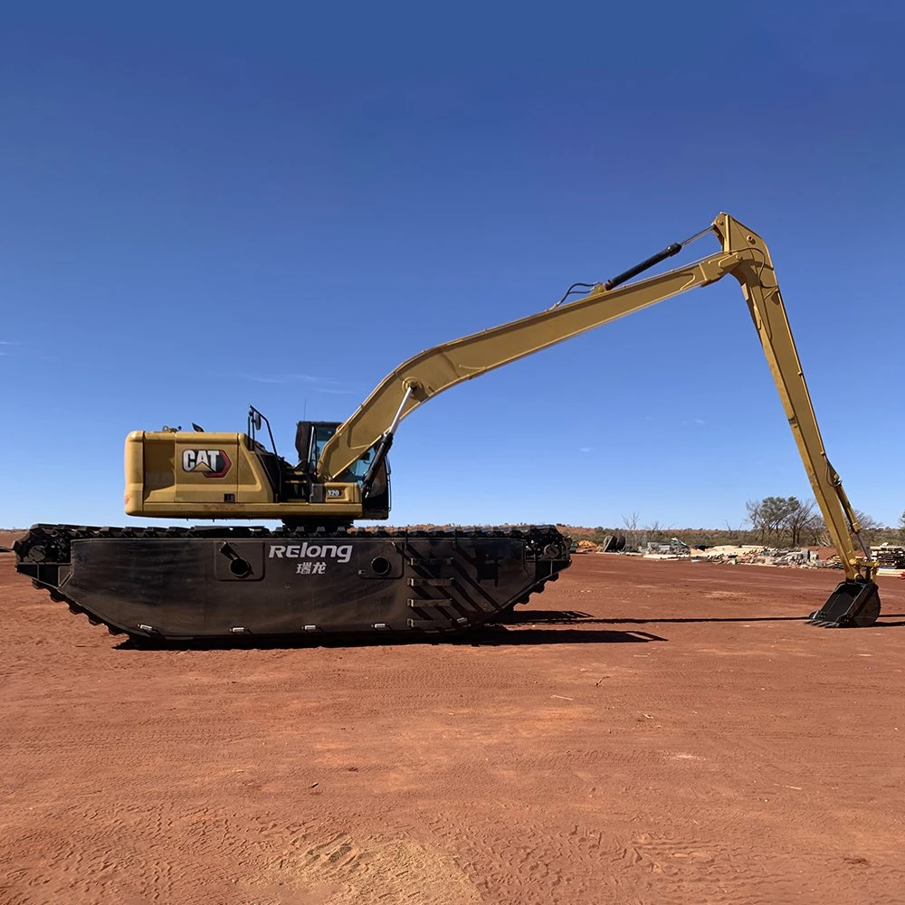 Floating Pontoon Wetland Marsh Buggy Undercarriage Pontoon Swamp Buggy Amphibious Excavator Long Reach Arm Excavator Shallow Water Excavator Amphibian Excavator