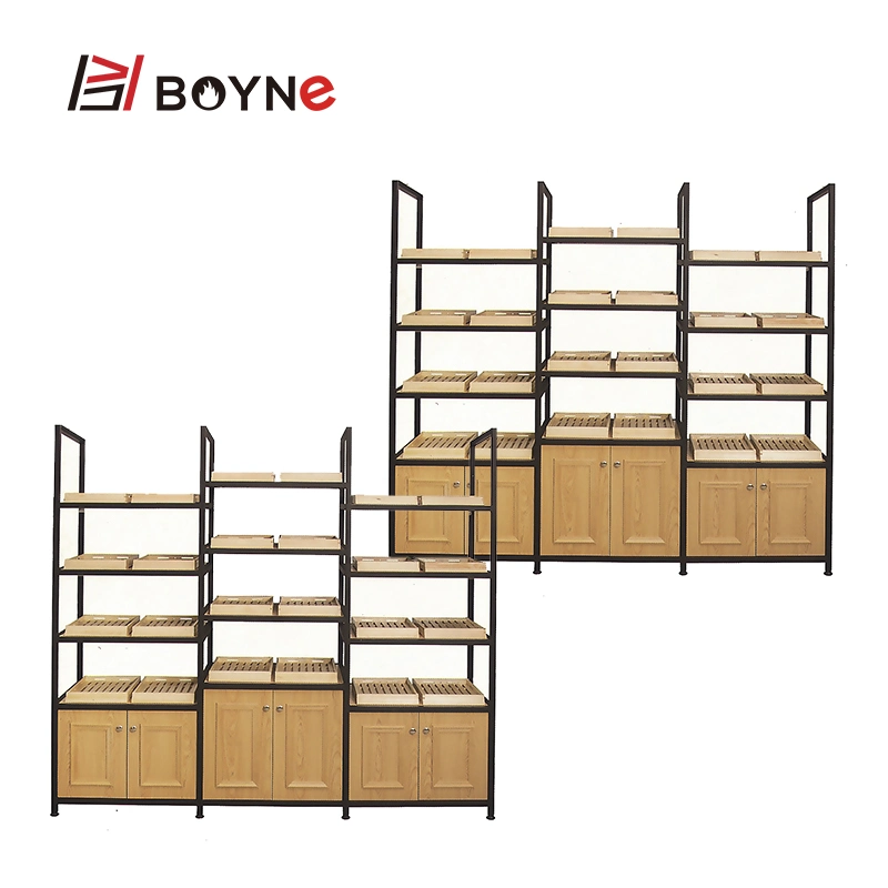 Four Layer Commercial Bakery Shop Wooden Bread Display Rack
