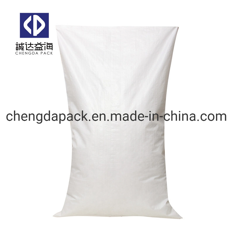 Bolsa de arroz tejida de polipropileno de plástico China 50kg para uso Ropa de embalaje 50kg bolsas de tejido de PP blanco liso