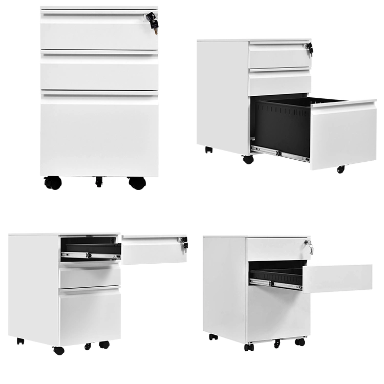 Commercial Metal Office Furniture 3 Drawer Steel Pedestal Mobile Movable Filing Storage Cabinet