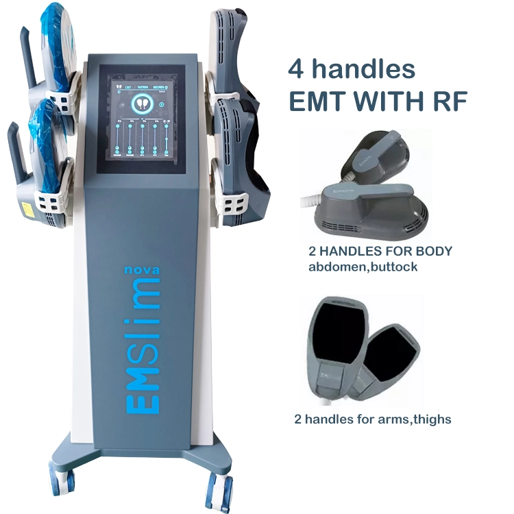 El equipo de belleza RF de máquina de contorno corporal cuerpo adelgaza Butt Levante Estimulador muscular 4 asas de la máquina de escultura de EMS