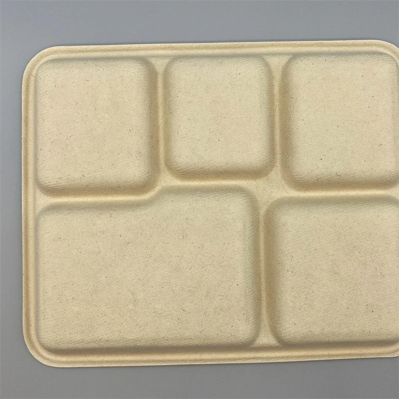 Compostable Biodegradable Wheat Straw Tableware Retangle 5coms Food Tray