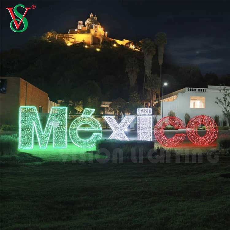 Large Outdoor 3D Christmas Figure Motif Lights Mexico Sign