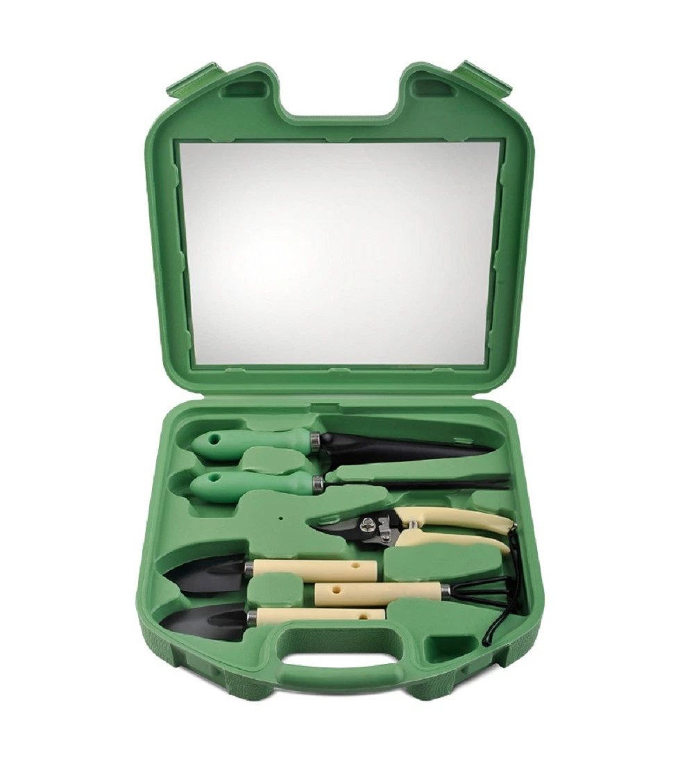 Kit de jardinage extra-robuste avec poignée en bois et boîte de rangement Bl18401