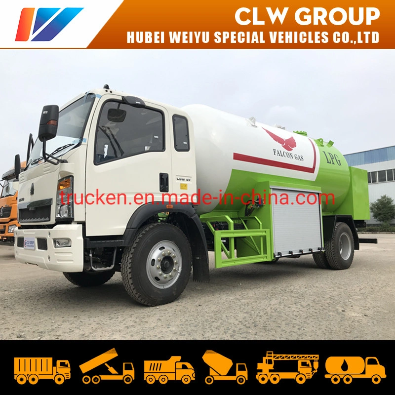 HOWO 4X2 160HP 15000L 15cbm Gas Cylinder Filling Tanker Truck Rhd LPG Tank Bobtail Truck for Gas Tank Refilling