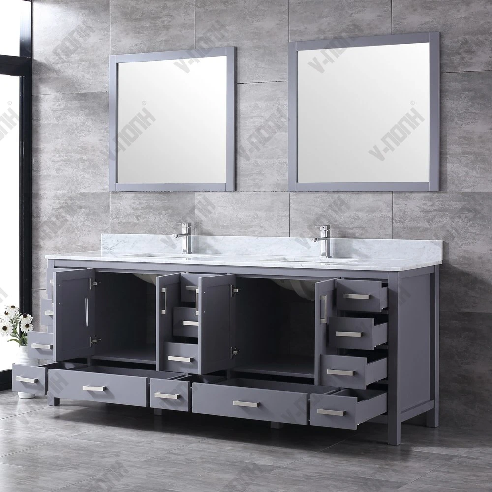 Super Large 84 Inch Solid Wood Double Bathroom Vanity Cabinet Set