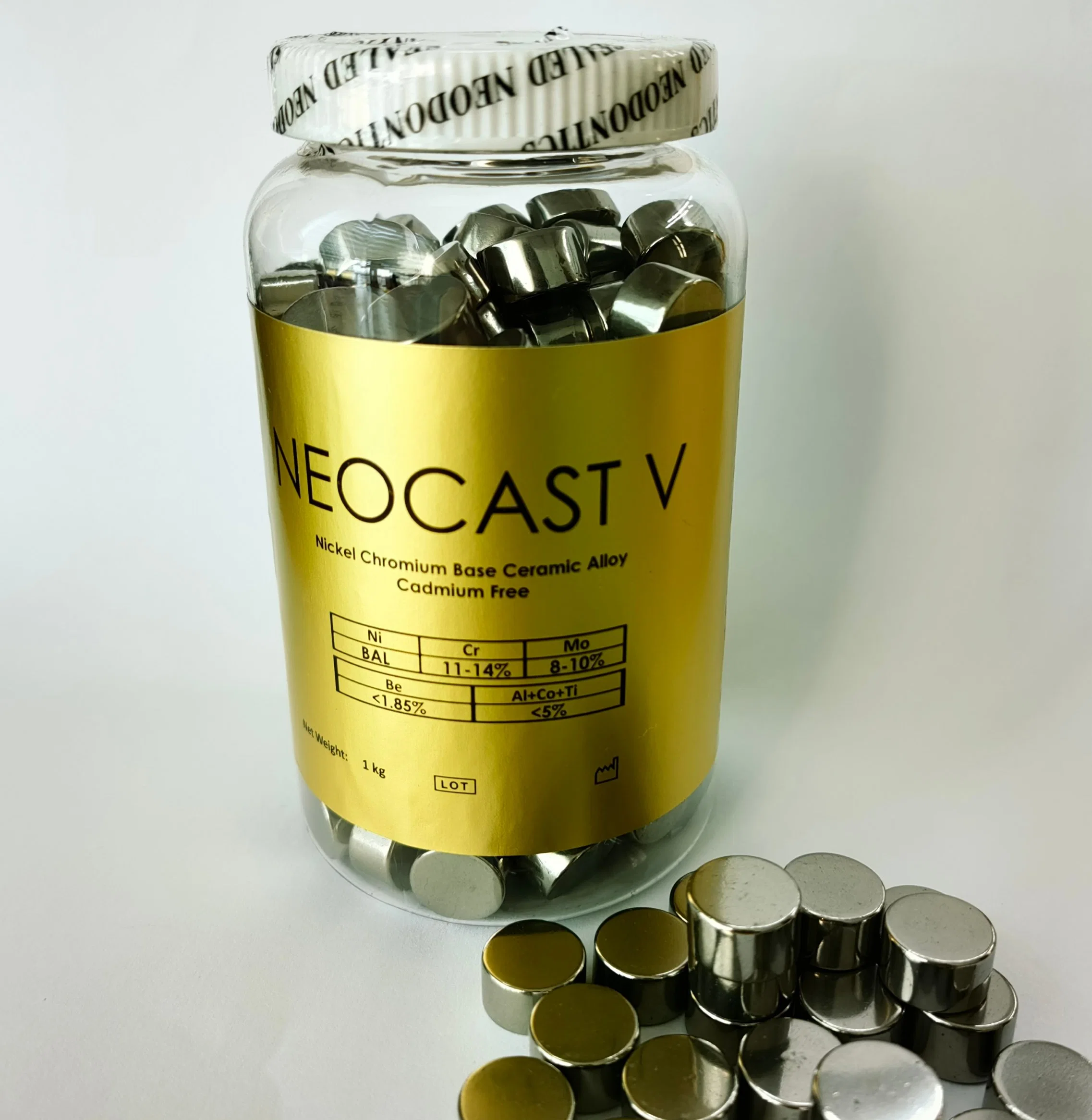 1000g Dental Lab Ceramic Alloy Casting Nickel Chrome with Be Metal Filling Neocast V