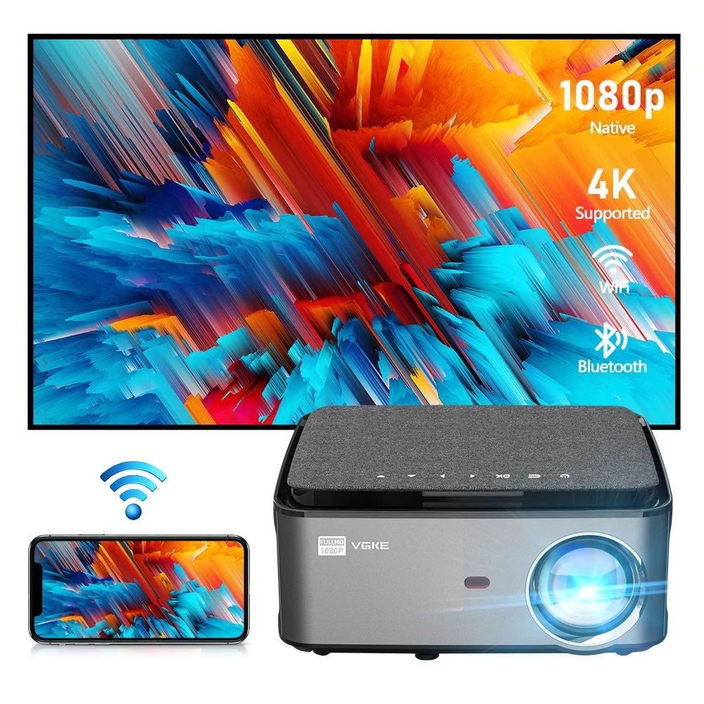 Vgke 8000 Lumens Native 1080P WiFi Android Full HD Beamer Video LED LCD Proyector Mini Home Theater 4K Projector