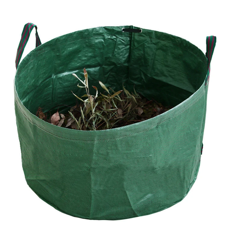 63 Gallons Capacity Reusable Garden Bag Waterproof PE Woven Fabric Yard Waste Bag for Leaves Tools Gardening Bag Bl11999