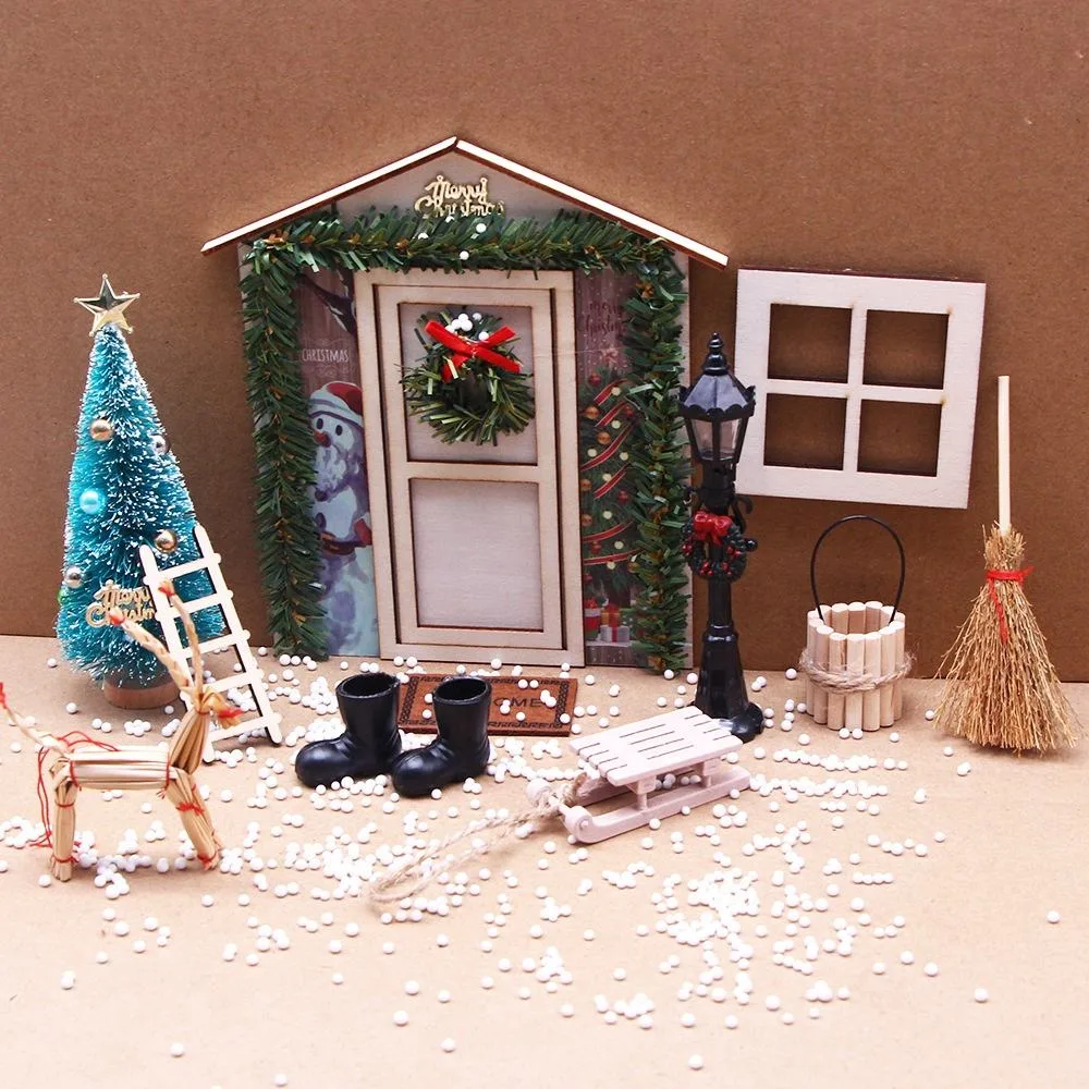 Doll House Miniature Scene Mini Fاثاث الطراز Mini Christmas Elf لعبة المجموعة