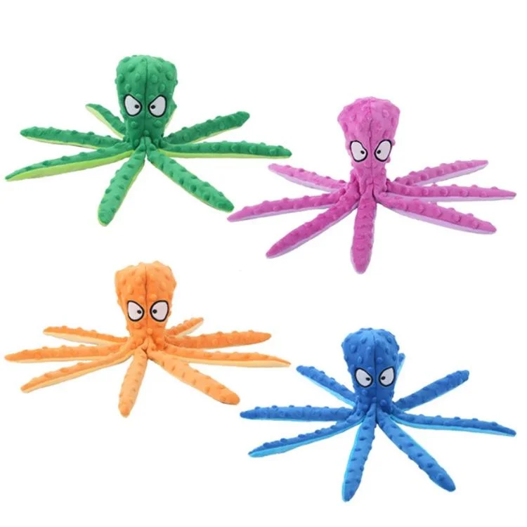 Interactive Octopus Shape Dog Squeaky Sound Toys No Stuffing Plush Dog Cat Toy Pet Chew Toy