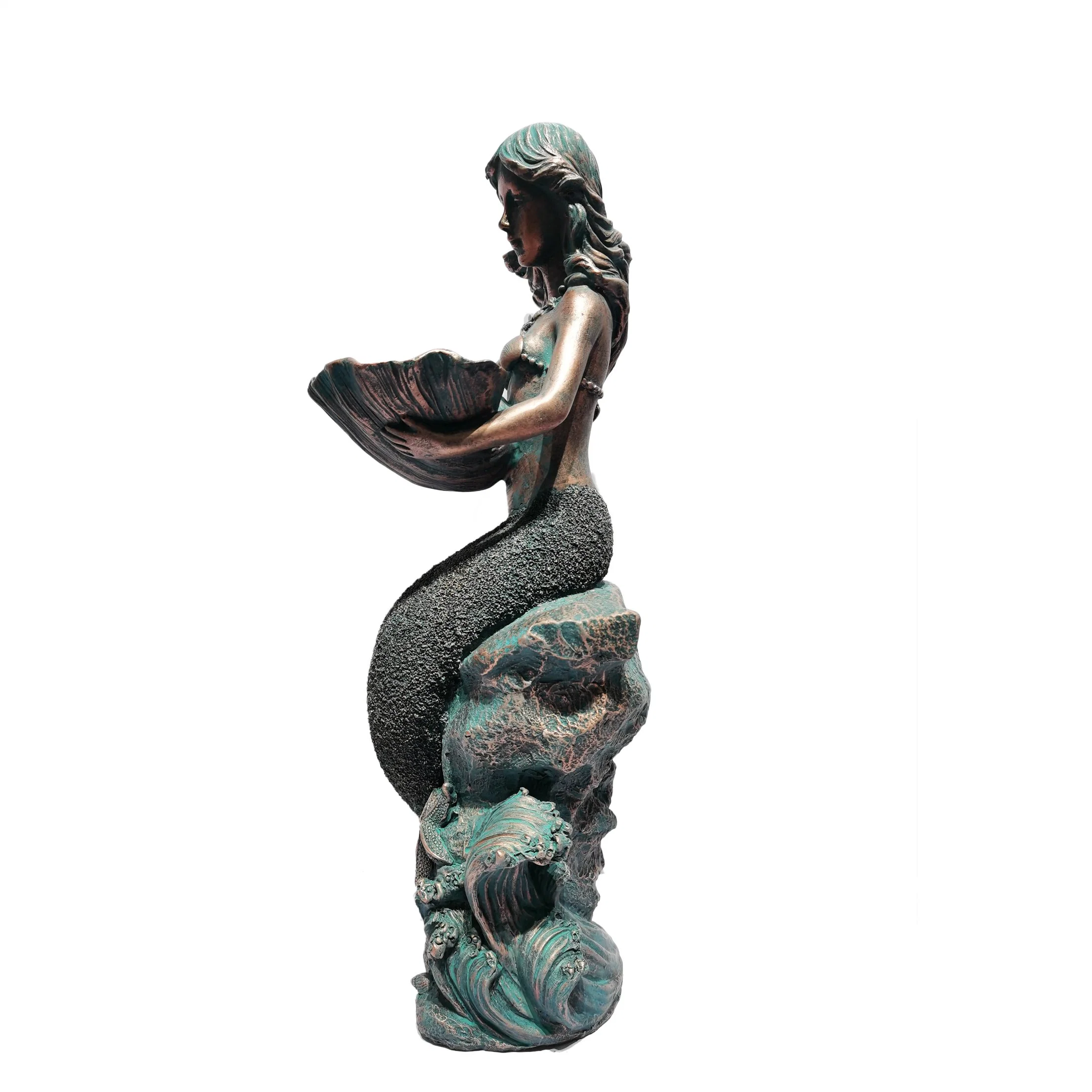 Artesanías en resina Polyresin Sirena con cola Bluey bonita estatua de la decoración del hogar escultura