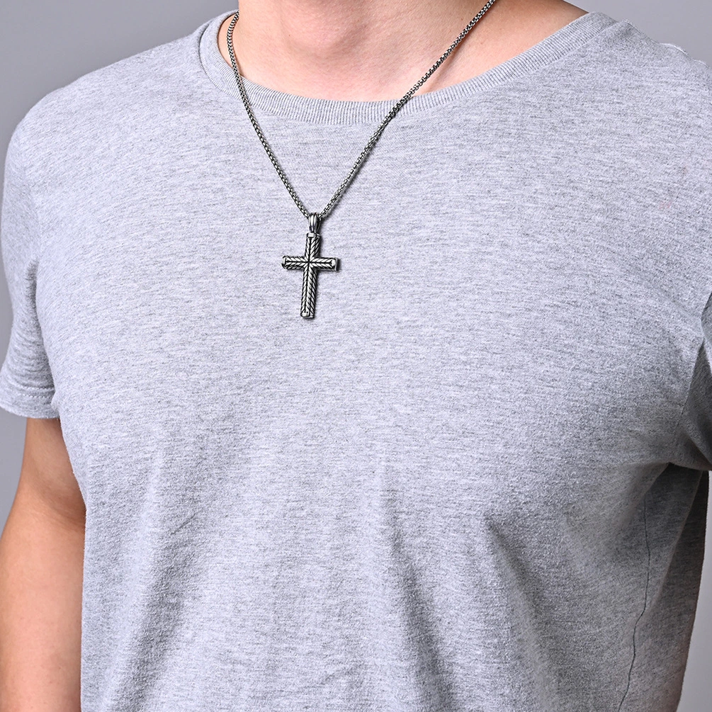 Nuevo Hombre de Acero Inoxidable Collar Colgante Cruz joyas religiosas