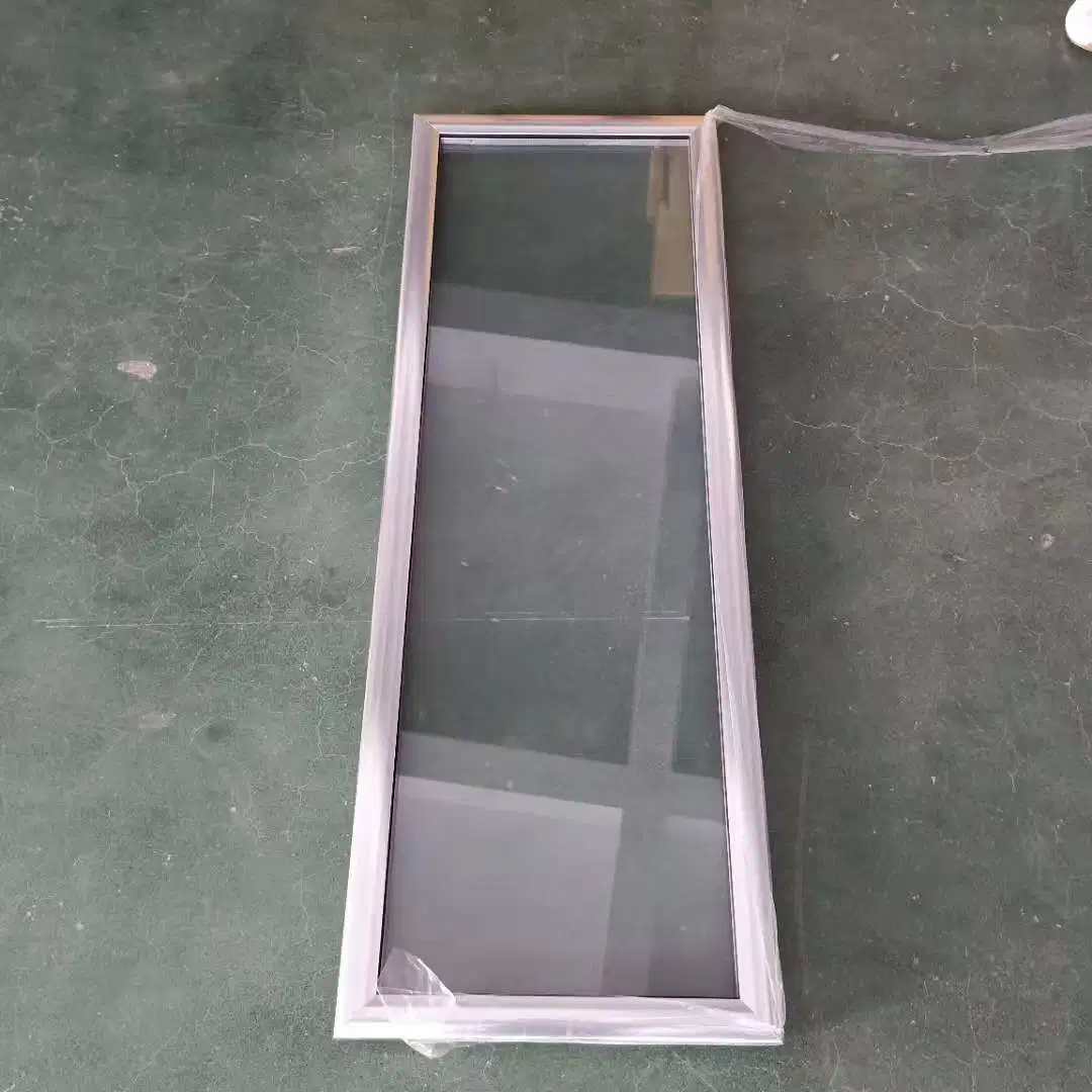 Curved Aluminum Frame Freezer Swing Tempered Glass Door