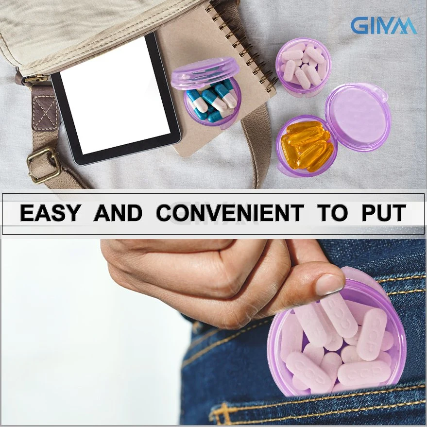 Factory Direct Daily Mini Pill Organizer Round Portable Pill Box