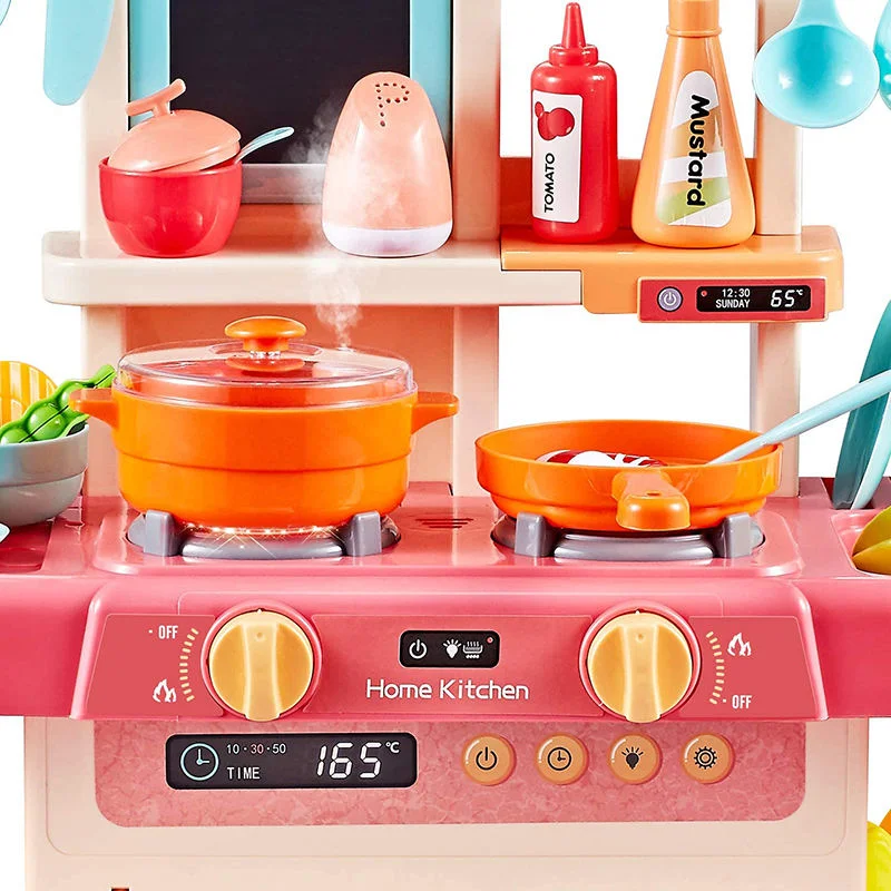 Kinder Küche-Sets für Mädchen Little Pretend spielen Küche spielen Set Spielzeug mit realistischen Licht Sounds Spielen Backofen Waschbecken