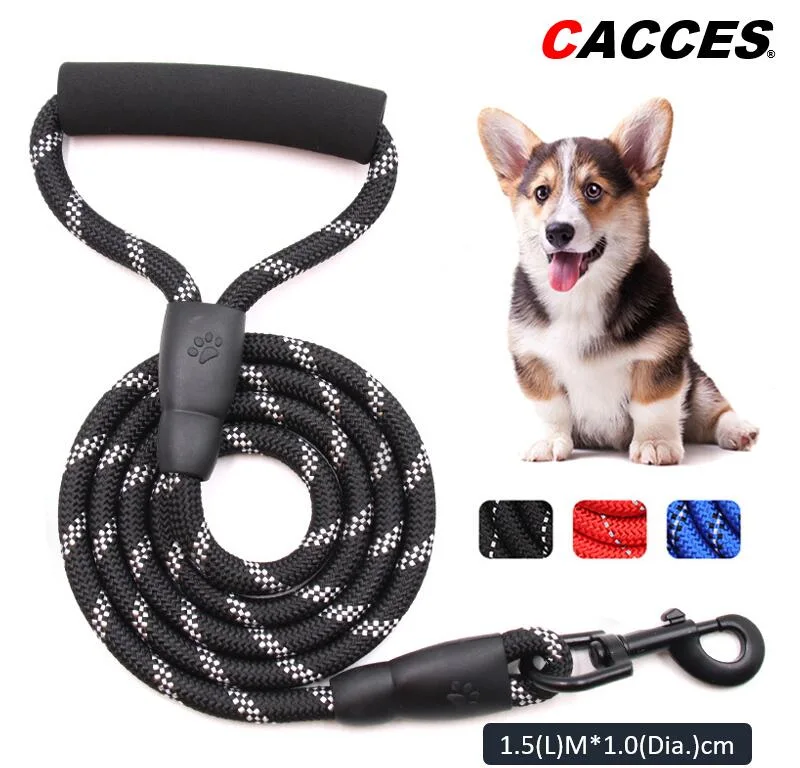 Cacces 5FT Training Lead for Dogs Durable Nylon Training Lead Leash Soft Slip Lead Traction Rope for Dogs 150 Cm PT122L Soft Padded Handle Strong Dog Lead