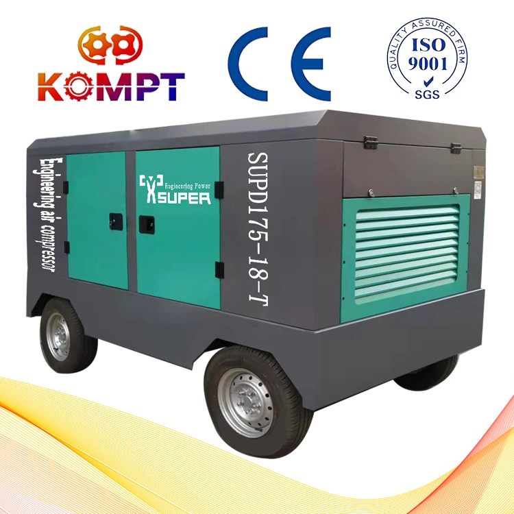 7/10/13/15/17//20/25/30 Bar Portable Mobile Rotary Screw Type Air Compressor for Mining ISO CE