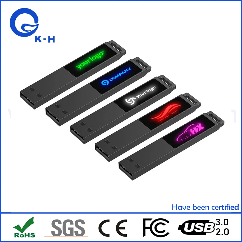 8GB 16GB 32GB Custom LED Light up Logo USB Key 3.0 2.0