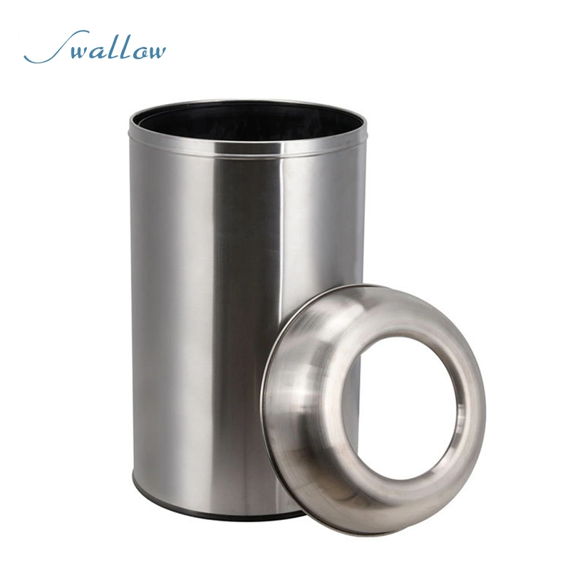 Shopping Mall Round Stainless Steel Trash Can Wholesale/Supplier Hong Kong-Style Peel Box Outdoor Trash Can Hotel Lobby Rieger Bucket