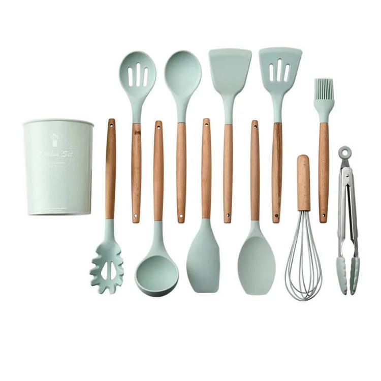 Cuisine de bonne qualité Accessoires Outils de cuisson poignée en bois cuisine Ensemble d'ustensiles