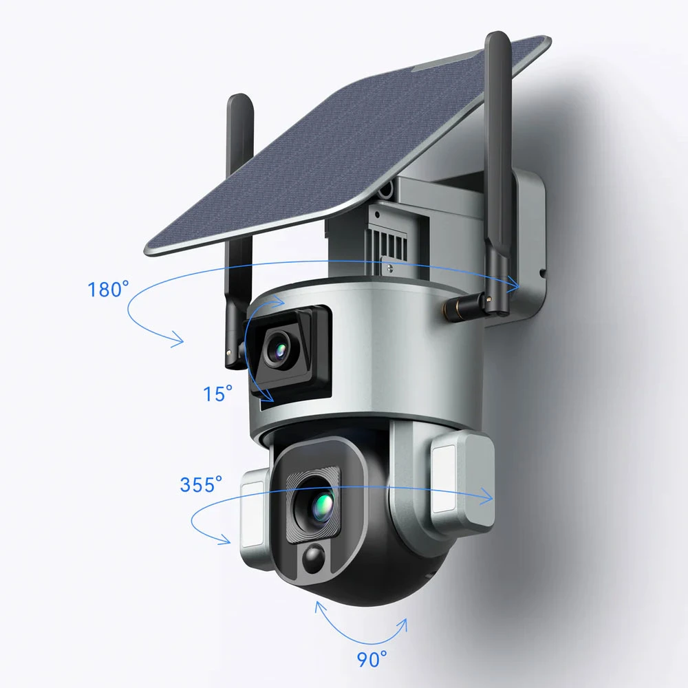 Новая беспроводная двухэкранная солнечная батарея для наружной установки IP камера безопасности Сетевая камера видеонаблюдения 4K/8MP 10X Zoom WiFi/4G PTZ CCTV