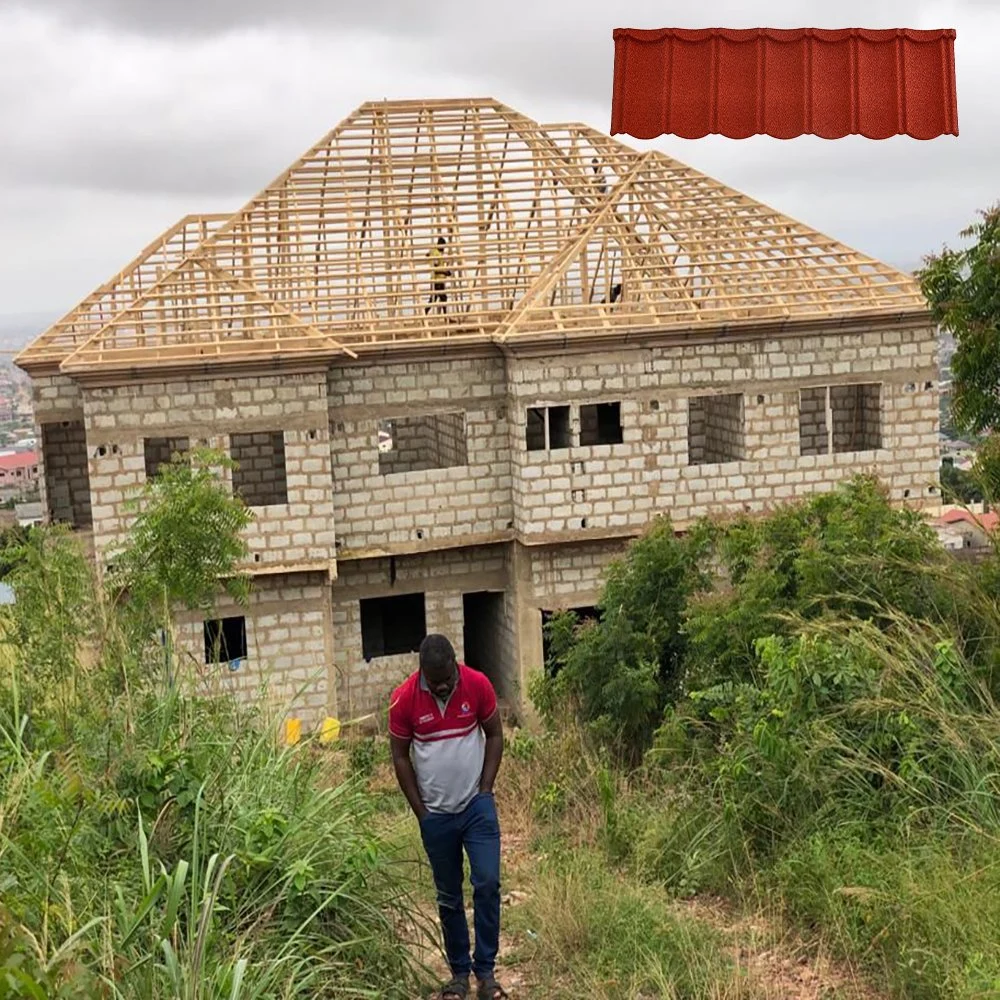 Tejadilho de chapa ondulada em alumínio com revestimento de pedra barato Material de cobertura