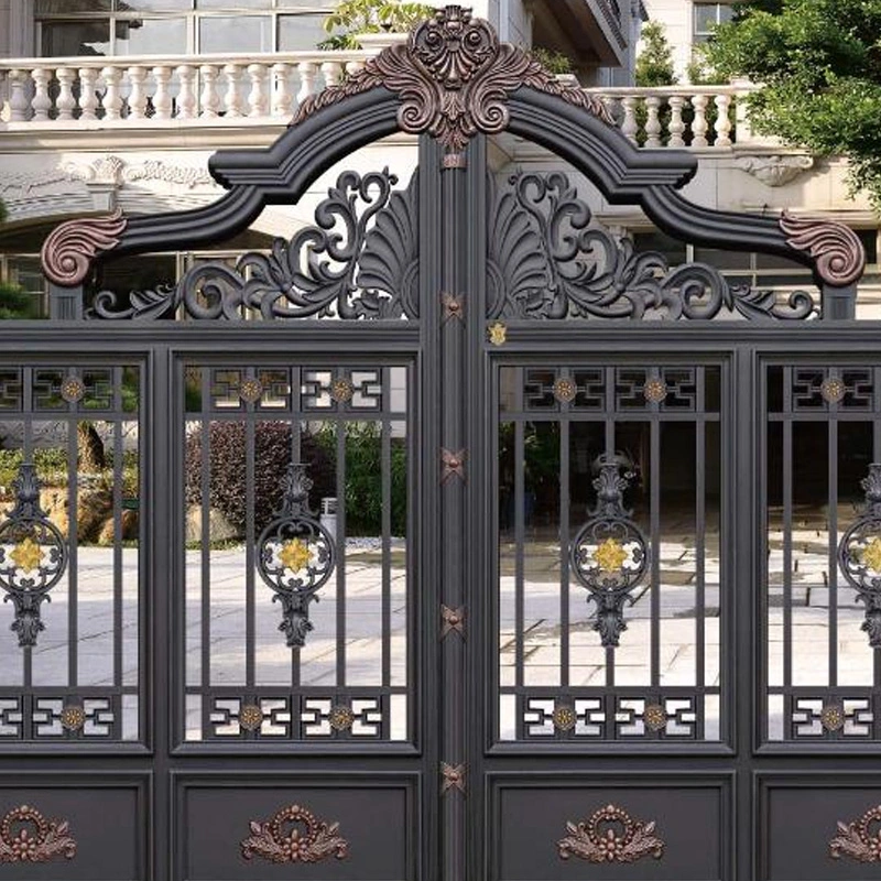 High quality/High cost performance House Main Decorative Gate Designs Villa Garden Yard Entrance Double Swing Metal Gates Main Wrought Iron Gate