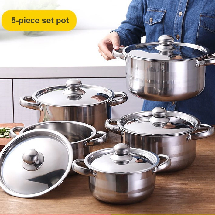 5 Pieza de acero inoxidable olla Cookingware Olla Set Set Utensilios de Cocina juegos de utensilios de cocina olla