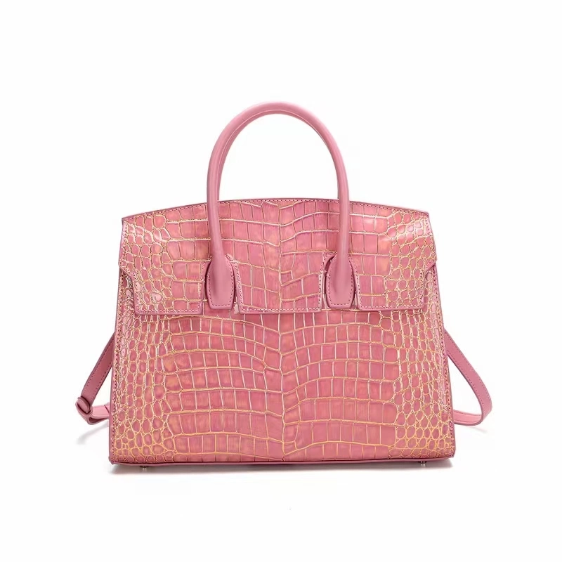 (V111) New Leather Kelly Bag Europe and America Fashion Crocodile Pattern PU Material Women's Bag One Shoulder Oblique Span Handbag