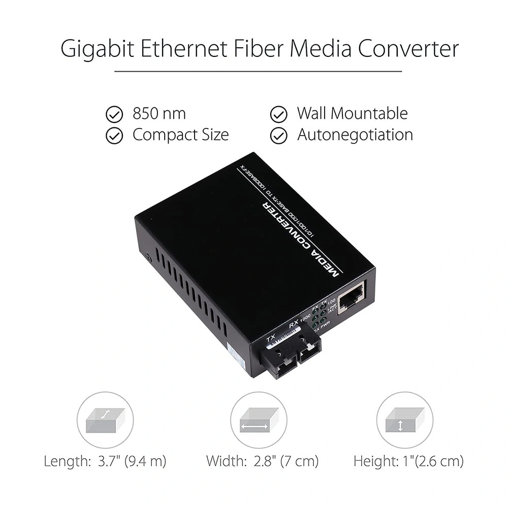 Le Mode simple Fibre SC double convertisseur de média Fast Ethernet Gigabit mini 1x 10/100/1000BASE-T RJ45 pour 1000BASE-Sc logement transceiver convertisseur jusqu'à 30km 1310-NM