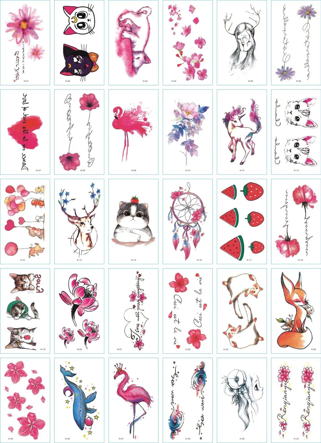 Popular Body Temporary Tattoo Sticker for Adult 30PCS Per Set