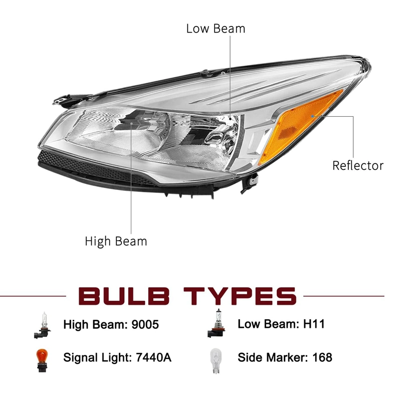 Front Headlight Halogen Headlamp for Ford Kuga Escape 2013 2014 2015 2016 Halogen USA Type