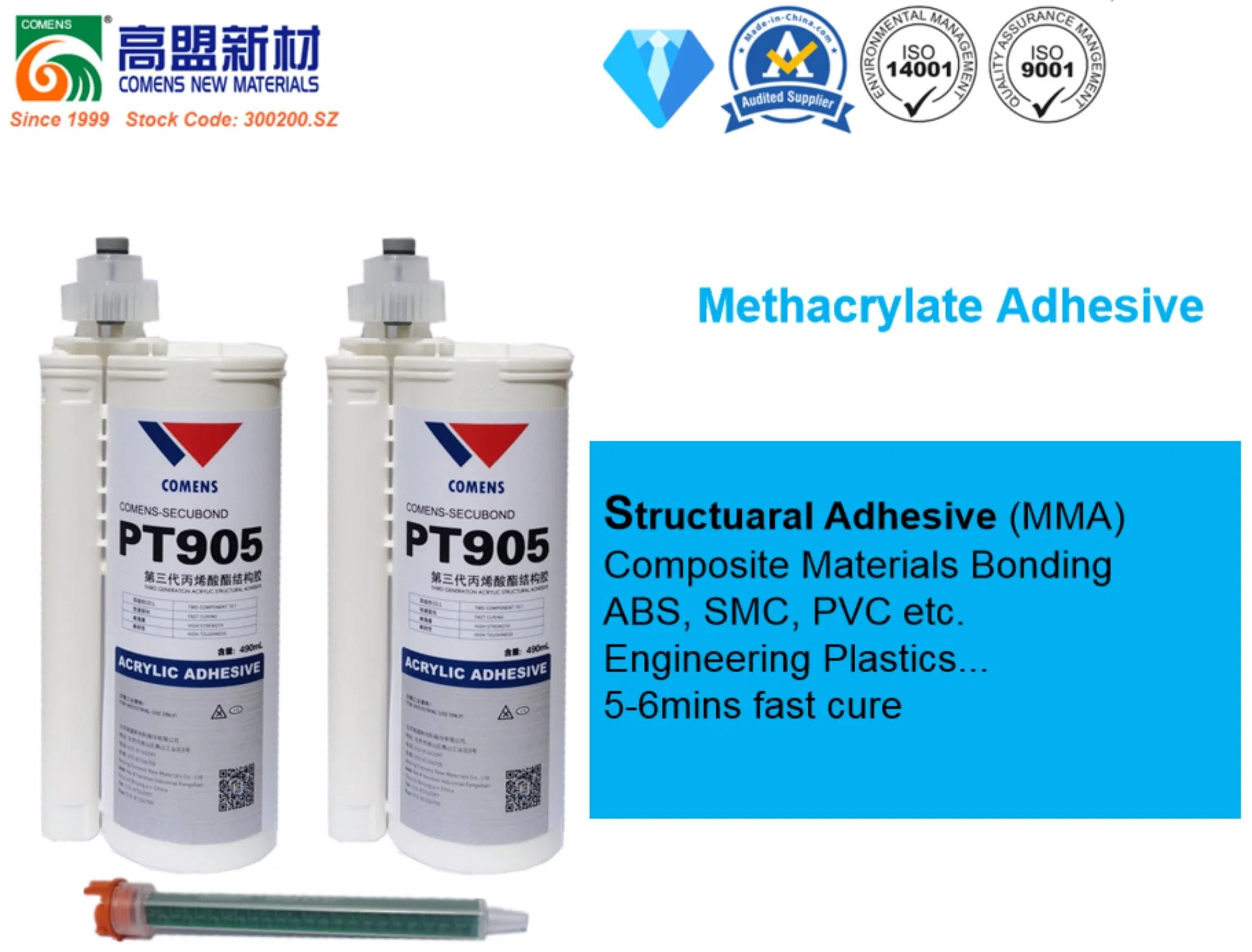 Good Adhesion Two Component Acrylic (MMA) Adhesive for Panel to Frame Bonding (PT905)