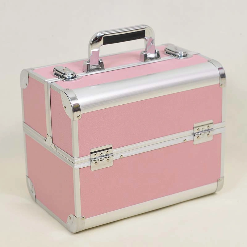 Makeup Train Case with Mirror Portable Cosmetic Box Organizer Aluminum Makeup Case Storage Lockable Makeup Case for Makeup Artist