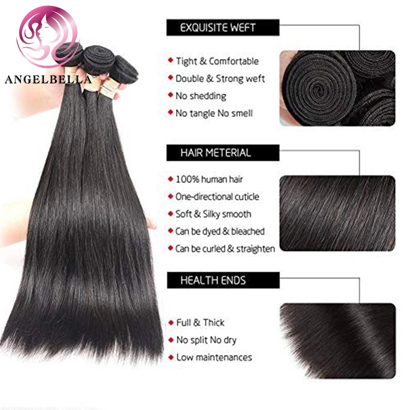 Angelbella Brazilian Remy Hair Weaving Straight Human Hair Weft Cheap Brazilian Human Hair