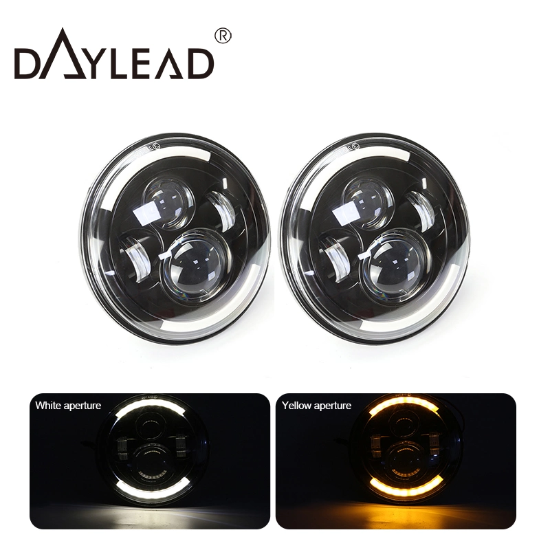 7 Inch Round Car H4 LED Headlamp High Low Beam Angel Eyes DRL Spot Light