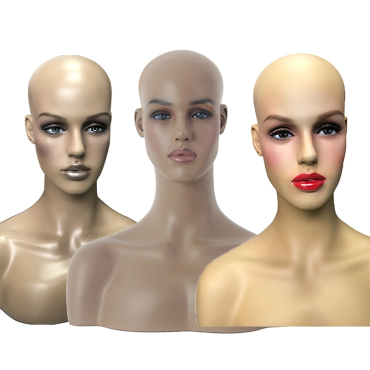 Customize Color China Makeup Mannequin Gold Wig Display Mannequin Heads with Shoulders