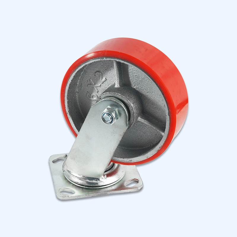 4 5 6 8 10 Inch Red PU All Steel Core Heavy Duty Castor