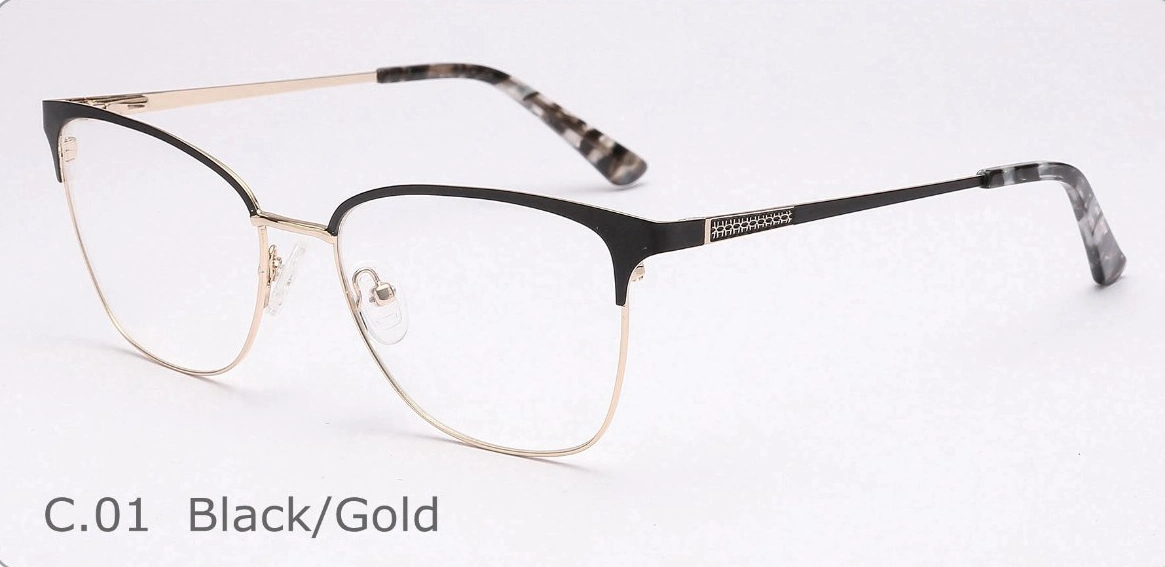 Personalizar a qualidade superior moderno de acetato de óculos Mulher Metal vidros ópticos Frames