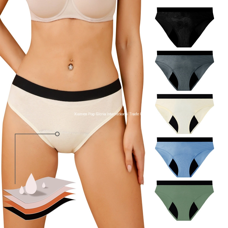 Intiflower H01 Women Basic Style Cotton Period Panties Briefs Menstrual Underwear Heavy Flow Physiological Underpants