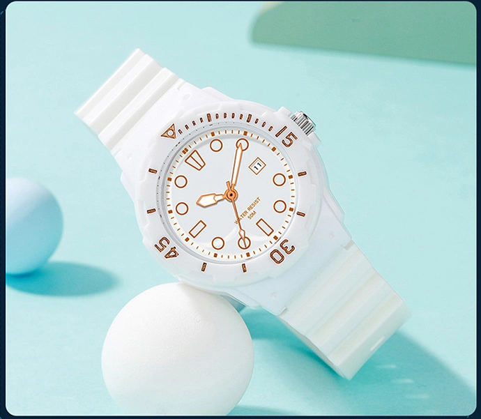 Quartz unisexe en plastique et en TPU Montre de sport occasionnels de calendrier