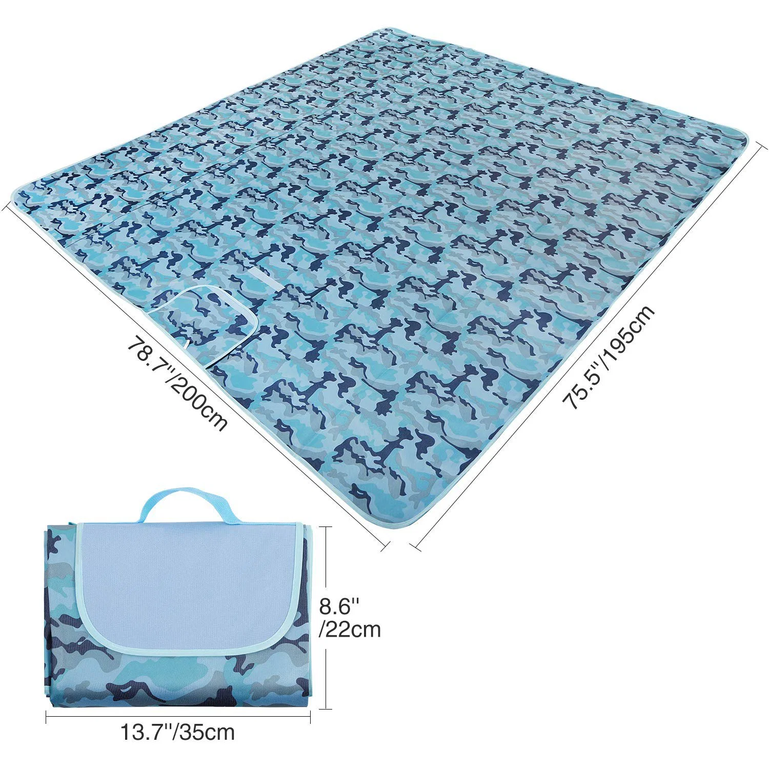 2021 Hot Sale Camping Mat Custom Foldable Waterproof Sand Free Oxford Beach Mat