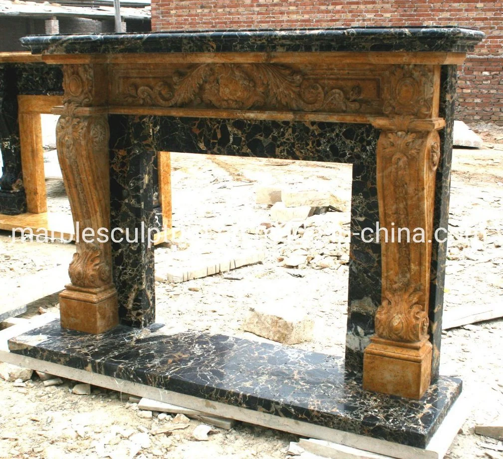 High Polished Marble Stone Sculpture Classic Marble Fireplace (SYMF-073)